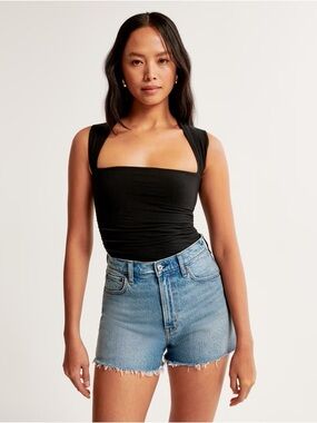 Abercrombie & Fitch Black Square-Neck Tank Top